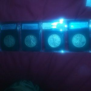 #4 Walking Liberty half dollars.WW2yrs-'42-'45